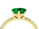 Yellow gold Heart Cut Emerald Solitaire Pavé Engagement Ring with Round Band and Prong Setting_16
