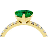 Yellow gold Heart Cut Emerald Solitaire Pavé Engagement Ring with Round Band and Prong Setting_82