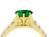 Yellow gold Heart Cut Emerald Solitaire Ring with Cathedral Setting and Pavé Band_4