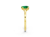 Yellow gold Heart Cut Emerald Solitaire Ring with Flower Prong Setting and Classic Band_14