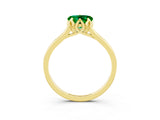 Yellow gold Heart Cut Emerald Solitaire Ring with Flower Prong Setting and Classic Band_15