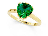 Yellow gold Heart Cut Emerald Solitaire Ring with Flower Prong Setting and Classic Band_37