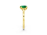 Yellow gold Heart Cut Emerald Solitaire Ring with Flower Prong Setting and Classic Band_38