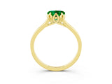 Yellow gold Heart Cut Emerald Solitaire Ring with Flower Prong Setting and Classic Band_39