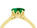 Yellow gold Heart Cut Emerald Solitaire Ring with Flower Prong Setting and Classic Band_40
