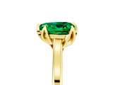 Yellow gold Heart Cut Emerald Solitaire Ring with Flower Prong Setting and Classic Band_41