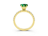Yellow gold Heart Cut Emerald Solitaire Ring with Pavé Accents and Four-Prong Setting_3