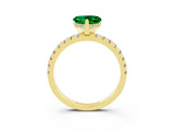 Yellow gold Heart Cut Emerald Solitaire Ring with Pavé Band and Four-Prong Setting_27