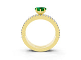 Yellow gold Heart Cut Emerald Solitaire Ring with Pavé and Channel Set Band_3