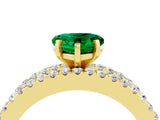 Yellow gold Heart Cut Emerald Solitaire Ring with Pavé and Channel Set Band_4