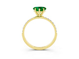 Yellow gold Heart Cut Emerald Solitaire Ring with Pave Band and Four Prong Setting_27