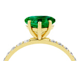 Yellow gold Heart Cut Emerald Solitaire Ring with Pave Band and Four Prong Setting_28