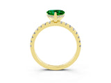 Yellow gold Heart Cut Emerald Solitaire Ring with Round  Pavé Band and Four-Prong Setting_39