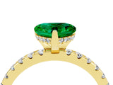 Yellow gold Heart Cut Emerald Solitaire Ring with Round  Pavé Band and Four-Prong Setting_40
