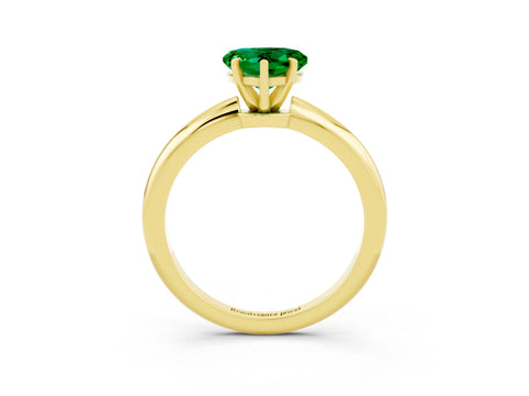 Yellow gold Heart Cut Emerald Solitaire Ring with Six-Prong Setting and Classic Band_3
