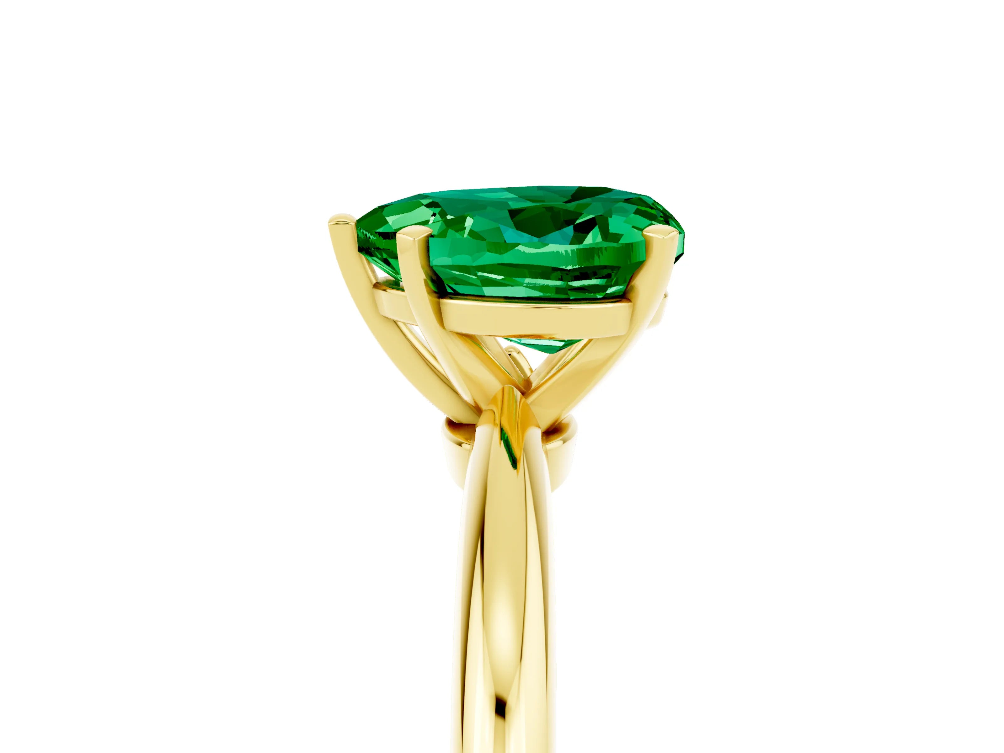 Yellow gold Heart Cut Emerald Solitaire Ring with Six-Prong Setting and Classic Band_5