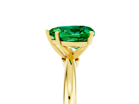 Yellow gold Heart Cut Emerald Solitaire Ring with Six-Prong Setting and Classic Band_5