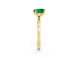 Yellow gold Heart Cut Emerald Solitaire Ring with Thin Band and Four-Prong Setting_2