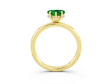 Yellow gold Heart Cut Emerald Solitaire Ring with Thin Band and Four-Prong Setting_3