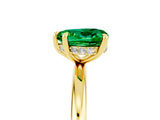 Yellow gold Heart Cut Emerald Solitaire Ring with Thin Band and Four-Prong Setting_5