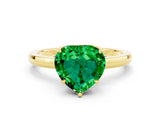 Yellow gold Heart Cut Emerald Solitaire Ring with Thin Band and Prong Setting_12