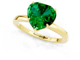 Yellow gold Heart Cut Emerald Solitaire Ring with Thin Band and Prong Setting_13