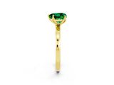 Yellow gold Heart Cut Emerald Solitaire Ring with Thin Band and Prong Setting_14