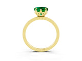 Yellow gold Heart Cut Emerald Solitaire Ring with Thin Band and Prong Setting_15