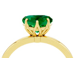 Yellow gold Heart Cut Emerald Solitaire Ring with Thin Band and Prong Setting_16