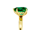 Yellow gold Heart Cut Emerald Solitaire Ring with Thin Band and Prong Setting_17