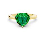 Yellow gold Heart Cut Emerald Solitaire Ring with Thin Band and Prong Setting_24