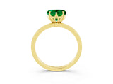 Yellow gold Heart Cut Emerald Solitaire Ring with Thin Band and Prong Setting_27
