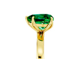 Yellow gold Heart Cut Emerald Solitaire Ring with Thin Band and Prong Setting_29