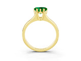 Yellow gold Heart Cut Emerald Solitaire Ring with Wide Band and Prong Setting_3