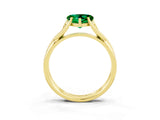 Yellow gold Heart Cut Emerald Solitaire Twist Band Prong Setting Ring_51
