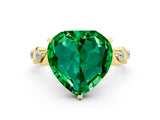 Yellow gold Heart Cut Emerald Solitaire Twisted Band with Round  Accents and Prong Setting_12