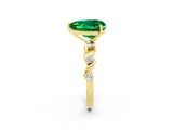 Yellow gold Heart Cut Emerald Solitaire Twisted Band with Round  Accents and Prong Setting_14