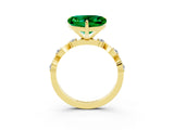 Yellow gold Heart Cut Emerald Solitaire Twisted Band with Round  Accents and Prong Setting_15