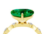 Yellow gold Heart Cut Emerald Solitaire Twisted Band with Round  Accents and Prong Setting_16