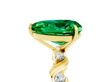 Yellow gold Heart Cut Emerald Solitaire Twisted Band with Round  Accents and Prong Setting_17