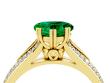 Yellow gold Heart Cut Emerald Split Shank Engagement Ring with Pavé Band_4
