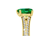 Yellow gold Heart Cut Emerald Split Shank Engagement Ring with Pavé Band_5