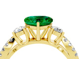 Yellow gold Heart Cut Emerald Three-Stone Ring with Pavé Split Shank and Four-Prong Setting_4
