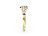 Yellow gold Heart Cut Five-Stone Prong Set Diamond Ring with Classic Band_41