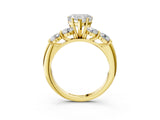 Yellow gold Heart Cut Five-Stone Prong Set Diamond Ring with Classic Band_42