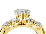 Yellow gold Heart Cut Five-Stone Prong Set Diamond Ring with Classic Band_43