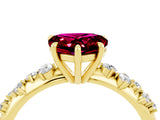 Yellow gold Heart Cut Garnet Cluster Side Stone Solitaire Ring with Prong Setting_28