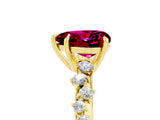 Yellow gold Heart Cut Garnet Cluster Side Stone Solitaire Ring with Prong Setting_29