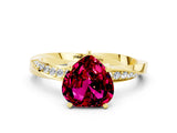Yellow gold Heart Cut Garnet Engagement Ring with Side Stone Accents and Four-Prong Setting_60