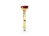 Yellow gold Heart Cut Garnet Engagement Ring with Side Stone Accents and Four-Prong Setting_62